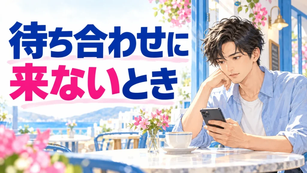 待ち合わせに相手が来ないとき、安全なカフェでスマートフォンの連絡を確認する成人男性
