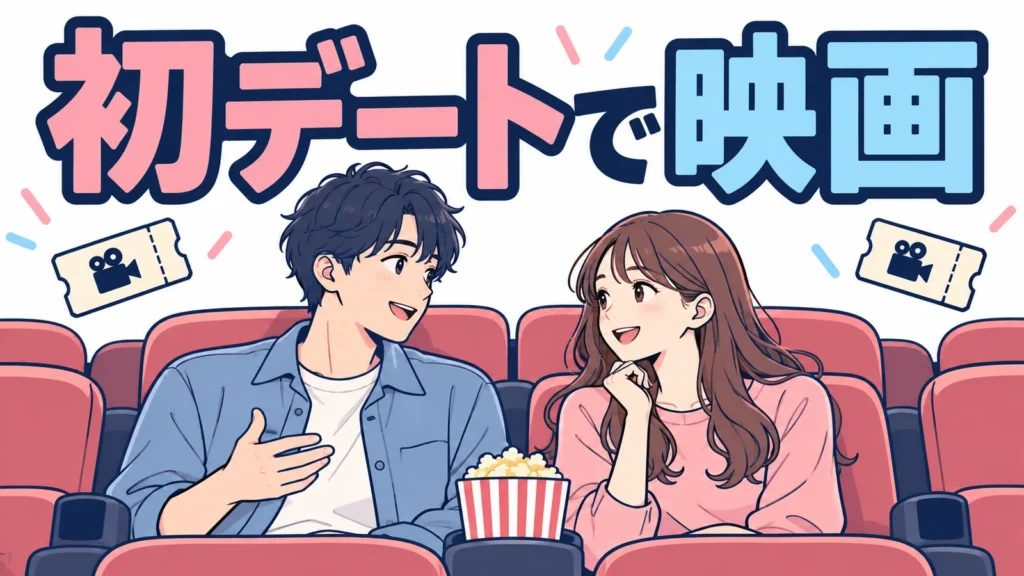 初デートで映画。映画館で穏やかに話す成人の男女。